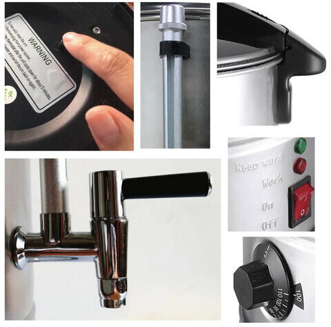 Кипятильник наливной KSITEX SKT-016L, объем 16 л, 1500 Вт, двойной корпус, нержавеющая сталь, терморегулятор