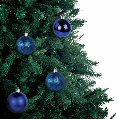 Шары ёлочные 24 шт., 6 см, "Trio", пластик, СИНИЕ (глянец, матовый, глиттер), ЗОЛОТАЯ СКАЗКА, 592160