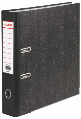 Папка-регистратор BRAUBERG, мраморное покрытие, А4 +, содержание, 70 мм, черный корешок, 221987