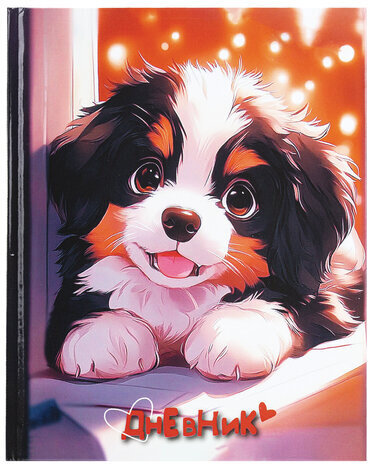 Дневник 1-4 класс 48 л., твердый, ЮНЛАНДИЯ, глянцевая ламинация, с подсказом, "Собачка", 107144