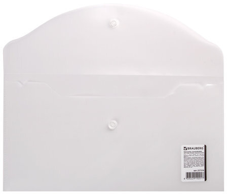 Папка-конверт с кнопкой МАЛОГО ФОРМАТА (250х135 мм), матовая прозрачная, 0,18 мм, BRAUBERG, 227316