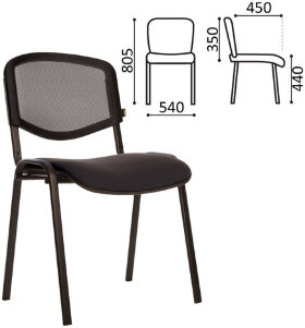 Стул для персонала и посетителей BRABIX &quot;Iso NET CF-006&quot;, черный каркас, черный, сетка, 531981