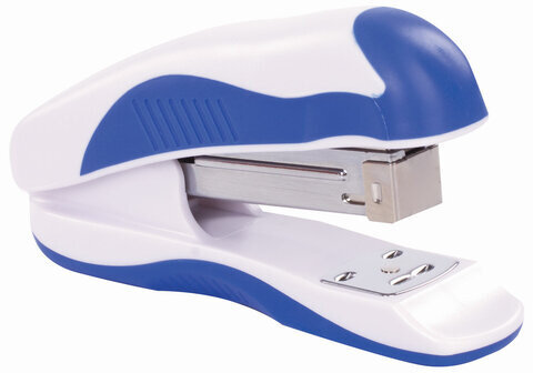 Степлер №24/6, 26/6 BRAUBERG "JET PRO", до 25 листов, эргономичный, бело-синий, 228584