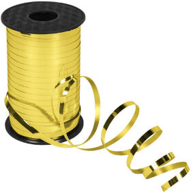 Лента упаковочная декоративная для шаров и подарков, металлик, 5 мм х 250 м, золото, ЗОЛОТАЯ СКАЗКА, 591815