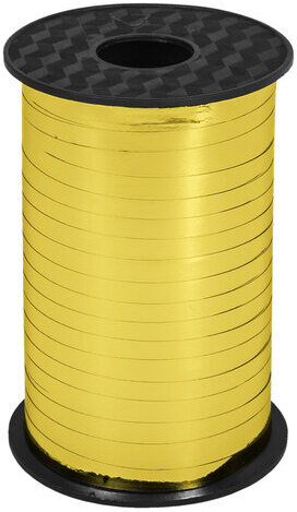 Лента упаковочная декоративная для шаров и подарков, металлик, 5 мм х 250 м, золото, ЗОЛОТАЯ СКАЗКА, 591815