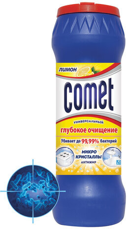 Чистящее средство дезинфицирующее 475 г, COMET (Комет) "Лимон", порошок