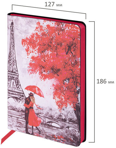 Ежедневник недатированный B6 (127х186 мм), BRAUBERG VISTA, под кожу, гибкий, 136 л., "Paris", 112106