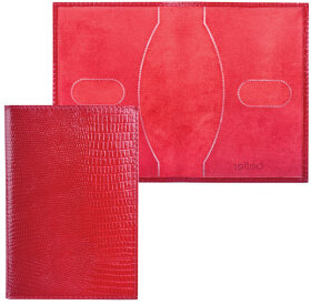 Обложка для паспорта BEFLER &quot;Ящерица&quot;, натуральная кожа, тиснение, красная, О.1-3