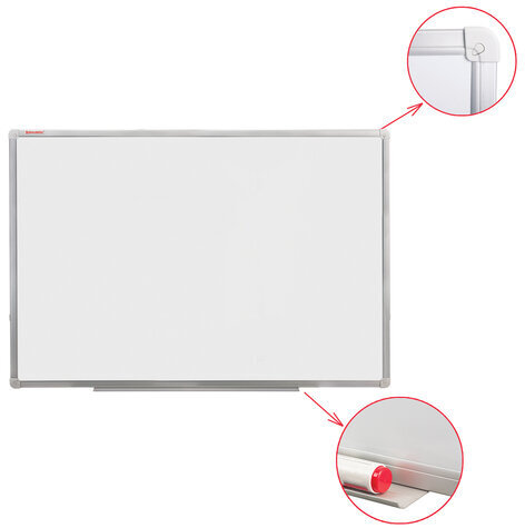 Доска магнитно-маркерная 60х90 см, алюминиевая рамка, ГАРАНТИЯ 10 ЛЕТ, РОССИЯ, BRAUBERG Стандарт, 235521