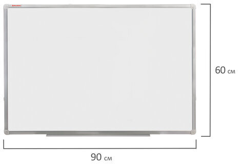 Доска магнитно-маркерная 60х90 см, алюминиевая рамка, ГАРАНТИЯ 10 ЛЕТ, РОССИЯ, BRAUBERG Стандарт, 235521