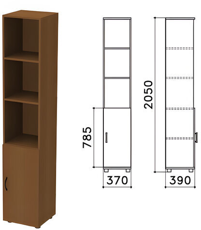 Шкаф полузакрытый "Монолит", 370х390х2050 мм, цвет орех гварнери (КОМПЛЕКТ)