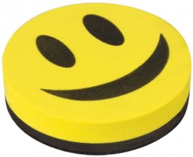 Стиратель магнитный для магнитно-маркерной доски, круглый, диаметр 90 мм, "Смайлик", STAFF "Basic", 236751