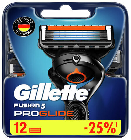 Сменные кассеты для бритья 12 шт., GILLETTE (Жиллет) "Fusion ProGlide", для мужчин, GIL-81521963
