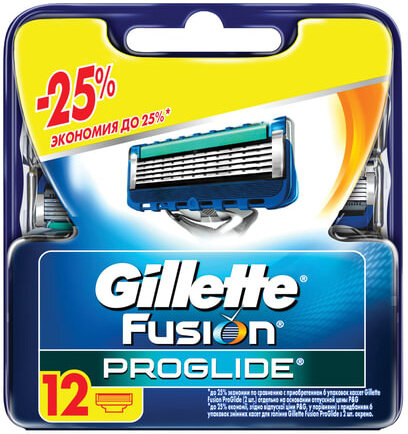 Сменные кассеты для бритья 12 шт., GILLETTE (Жиллет) "Fusion ProGlide", для мужчин, GIL-81521963
