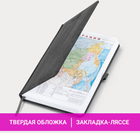 Ежедневник датированный 2023 А5 138x213 мм BRAUBERG "Wood", под кожу, серый, 114077