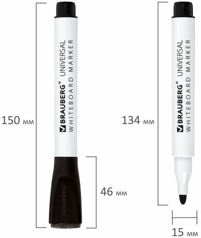 Маркеры стираемые на магните со стирателем для белой доски, 4 ЦВЕТА, BRAUBERG "UNIVERSAL", 3 мм, 152491