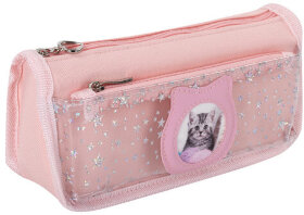 Пенал-косметичка ЮНЛАНДИЯ, 2 отделения, полиэстер, &quot;Kitty&quot;, розовый, 21х6х9 см, 270261