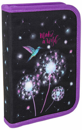 Пенал BRAUBERG, 1 отделение, 1 откидная планка, полиэстер, 21х14 см, &quot;Make a wish&quot;, 270713