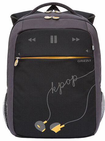 Рюкзак GRIZZLY школьный, анатомическая спинка, 2 отделения, для мальчиков, POP MUSIC, 39х26х19 см, RB-156-2/2