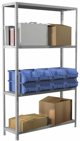 Стеллаж металлический BRABIX "MS KD-180/50-4", 1800х1000х500 мм, 4 полки, сборная стойка, 291116, S240BR145402