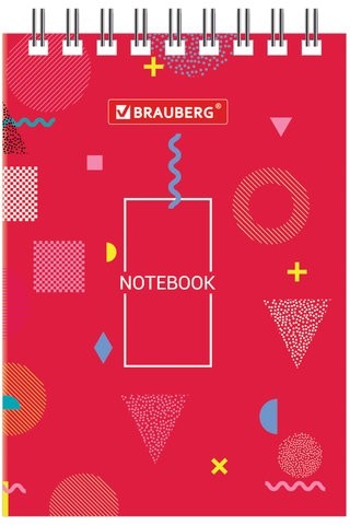 Блокнот МАЛЫЙ ФОРМАТ (75х105 мм) А7, 40 л., гребень, картон, клетка, BRAUBERG, "Креатив", 129854