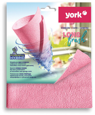 Салфетка из PVA губчатая / из микрофибры, 30х35 см, СУПЕРВПИТЫВАЮЩАЯ, Long Fresh, YORK, 26250