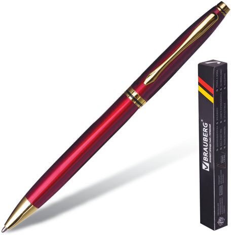 Ручка подарочная шариковая BRAUBERG "De Luxe Red", корпус бордовый, узел 1 мм, линия письма 0,7 мм, синяя, 141413