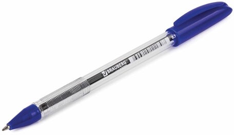 Ручка шариковая масляная BRAUBERG "Rite-Oil", СИНЯЯ, корпус прозрачный, узел 0,7 мм, линия письма 0,35 мм, 141702