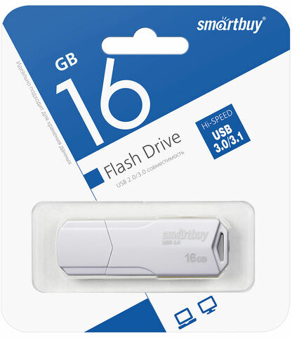 Флеш-диск 16 GB SMARTBUY Clue USB 2.0, белый, SB16GBCLU-W
