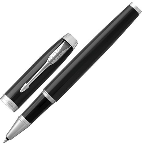 Ручка-роллер PARKER "IM Core Black Lacquer CT", корпус черный глянцевый лак, хромированные детали, черная, 1931658