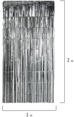 Дождик-занавес для праздника и фотозоны, длина 2 м, ширина 1 м, серебристый, ЗОЛОТАЯ СКАЗКА, 592049