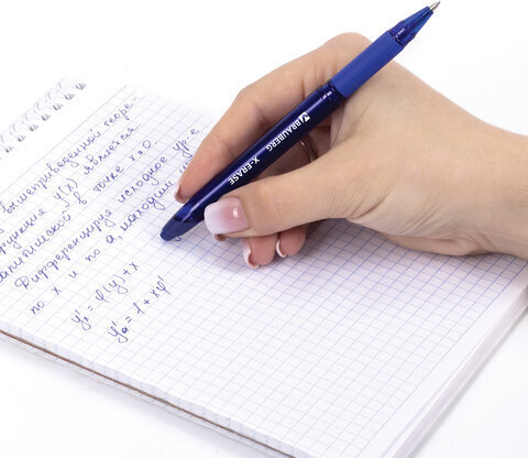 Ручка стираемая гелевая с грипом BRAUBERG "X-ERASE", СИНЯЯ, корпус синий, узел 0,7 мм, линия письма 0,35 мм, 143333