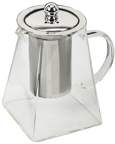 Чайник заварочный 950 мл, жаропрочное стекло, металлическая колба-заварник, DASWERK, 608647