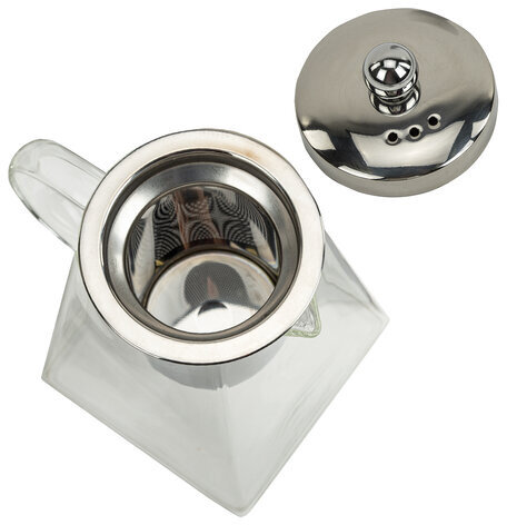 Чайник заварочный 950 мл, жаропрочное стекло, металлическая колба-заварник, DASWERK, 608647