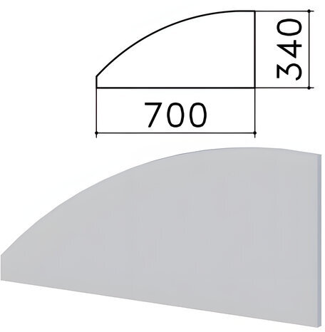 Экран-перегородка "Монолит", 700х16х340 мм, БЕЗ ФУРНИТУРЫ (код 640237), серый, ЭМ23.11