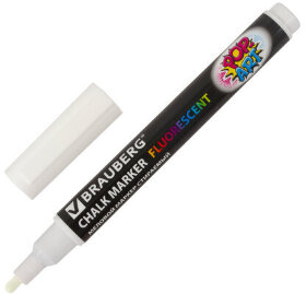 Маркер меловой &quot;POP-ART&quot; БЕЛЫЙ, 3,5 мм, стираемый, для гладких поверхностей, BRAUBERG, 151519