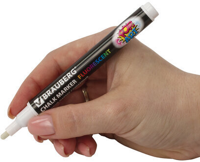 Маркер меловой "POP-ART" БЕЛЫЙ, 3,5 мм, стираемый, для гладких поверхностей, BRAUBERG, 151519