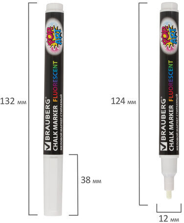 Маркер меловой "POP-ART" БЕЛЫЙ, 3,5 мм, стираемый, для гладких поверхностей, BRAUBERG, 151519