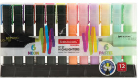 Набор текстовыделителей 12 ЦВЕТОВ на подставке, BRAUBERG &quot;ORIGINAL&quot;, линия письма 1-5 мм, 151699