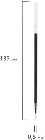 Стержень гелевый STAFF "Basic" GPR-229, 135 мм, ЧЕРНЫЙ, игольчатый узел 0,5 мм, линия 0,35 мм, 170229