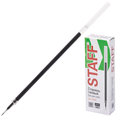 Стержень гелевый STAFF "Basic" GPR-229, 135 мм, ЧЕРНЫЙ, игольчатый узел 0,5 мм, линия 0,35 мм, 170229
