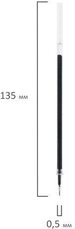 Стержень гелевый STAFF "Basic" GPR-229, 135 мм, ЧЕРНЫЙ, игольчатый узел 0,5 мм, линия 0,35 мм, 170229