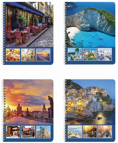 Тетрадь А5, 96 л., BRAUBERG, гребень, клетка, обложка картон, СТРАНЫ, 403068