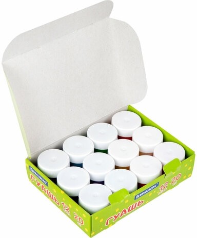 Гуашь BRAUBERG "Кот-энтузиаст", 12 цветов по 20 мл, 192560