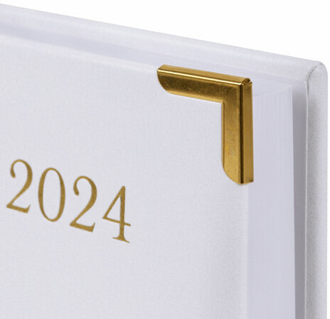 Ежедневник датированный 2024 А5 138x213 мм BRAUBERG "Senator", под кожу, белый, 114888