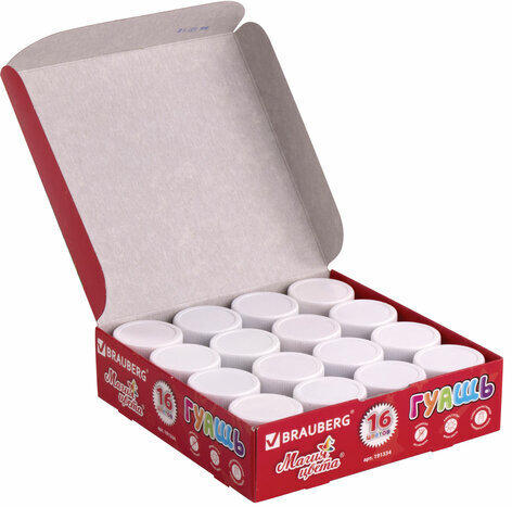 Гуашь BRAUBERG "МАГИЯ ЦВЕТА", 16 цветов по 20 мл, 191334