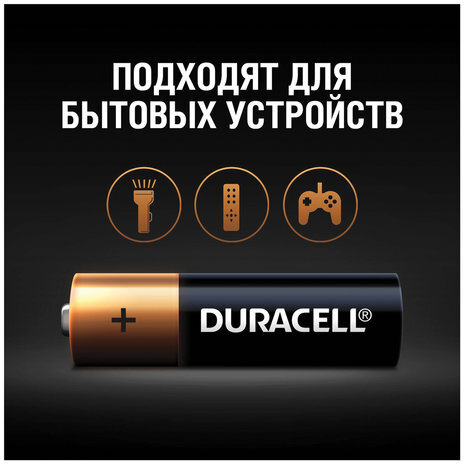 Батарейки КОМПЛЕКТ 4 шт., DURACELL Basic, AA (LR06, 15А), алкалиновые, пальчиковые, блистер, MN 1500 АА LR6