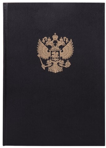 Книга учета 96 л., клетка, твердая, бумвинил, офсет, герб, А4 (200х290 мм), BRAUBERG, черная, 130275