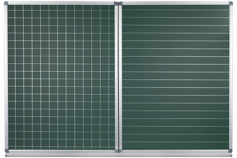 Доска для мела магнитная 3-х элементная 100х150/300 см, ДОПОЛНИТЕЛЬНАЯ ЛИНИЯ/КЛЕТКА, зеленая, STAFF, 238011