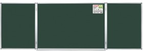 Доска для мела магнитная 3-х элементная 100х150/300 см, ДОПОЛНИТЕЛЬНАЯ ЛИНИЯ/КЛЕТКА, зеленая, STAFF, 238011